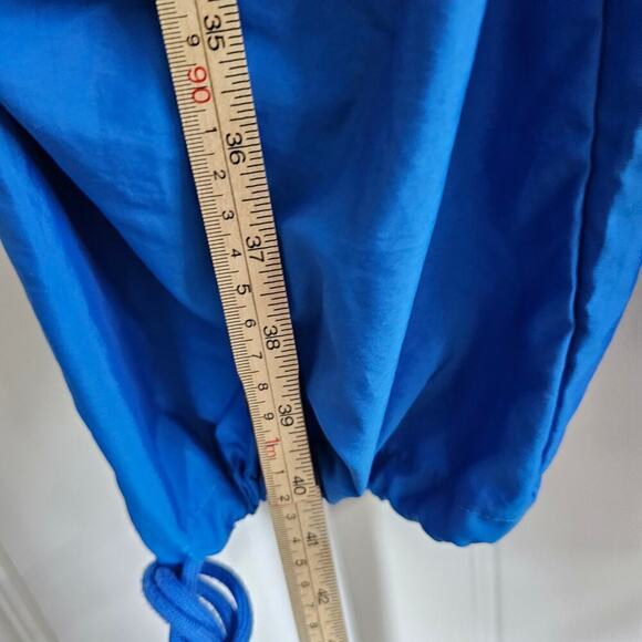 Parachute Pants Womens Size Large Blue Wide Leg Cargo Stretch Drawstring Workout - Picture 7 of 11